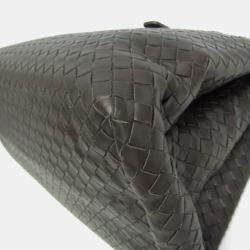 Pre Owned Bottega Veneta Intrecciato Leather Handbag Tote Bag Dark Brown