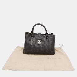 Pre Owned Bottega Veneta Intrecciato Leather Handbag Tote Bag Dark Brown