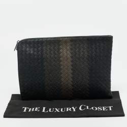 Pre Owned حقيبة مستندات بوتيغا فينيتا جلد إنتريتشاتو ثلاثي الألوان