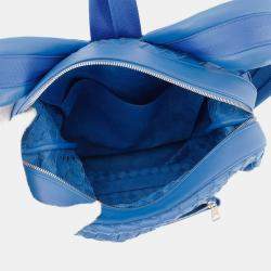 Pre Owned Bottega Veneta Intrecciato Backpack Blue Leather