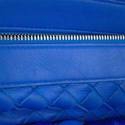 Pre Owned Bottega Veneta Intrecciato Backpack Blue Leather