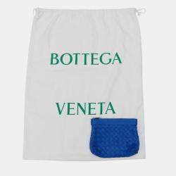 Pre Owned Bottega Veneta Intrecciato Backpack Blue Leather