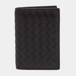 Pre Owned Bottega Veneta Dark Brown Intrecciato Leather Bifold Wallet