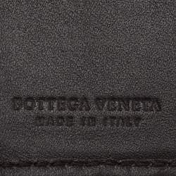 Pre Owned Bottega Veneta Dark Brown Intrecciato Leather Bifold Wallet