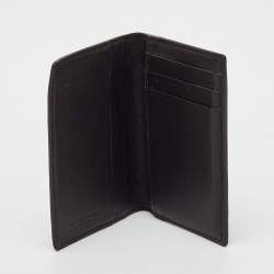 Pre Owned Bottega Veneta Dark Brown Intrecciato Leather Bifold Wallet