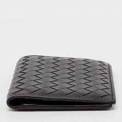 Pre Owned Bottega Veneta Dark Brown Intrecciato Leather Bifold Wallet