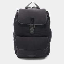 Pre Owned Bottega Veneta Crossroads Backpack Nylon Leather Black
