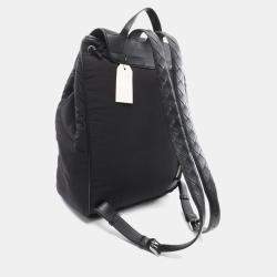 Pre Owned Bottega Veneta Crossroads Backpack Nylon Leather Black