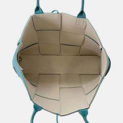 Pre Owned Bottega Veneta Alcotote Light Blue Leather Size Large