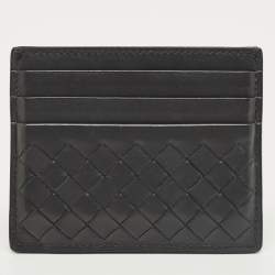Pre Owned Bottega Veneta Grey Intrecciato Leather Card Holder