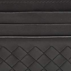 Pre Owned Bottega Veneta Grey Intrecciato Leather Card Holder