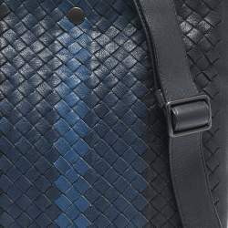 Pre Owned Bottega Veneta Tricolor Intrecciato Leather Messenger Bag