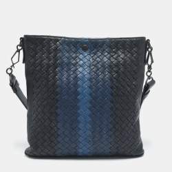 Pre Owned Bottega Veneta Tricolor Intrecciato Leather Messenger Bag