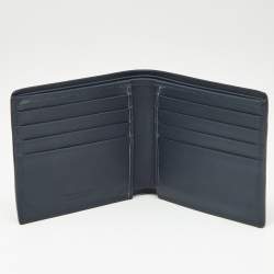 Pre Owned Bottega Veneta Navy Blue Intrecciato Leather Bifold Wallet