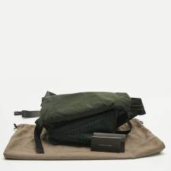 Pre Owned Bottega Veneta Dark Green Nylon Paper Touch Belt Bag