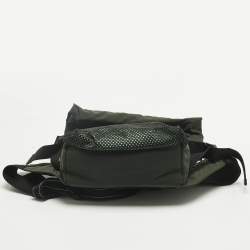 Pre Owned Bottega Veneta Dark Green Nylon Paper Touch Belt Bag