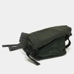 Pre Owned Bottega Veneta Dark Green Nylon Paper Touch Belt Bag