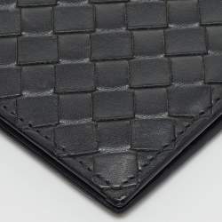 Pre Owned Bottega Veneta Grey Intrecciato Leather Bill Clip Wallet