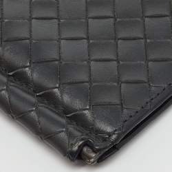 Pre Owned Bottega Veneta Grey Intrecciato Leather Bill Clip Wallet