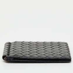 Pre Owned Bottega Veneta Grey Intrecciato Leather Bill Clip Wallet