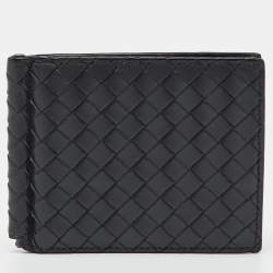 Pre Owned Bottega Veneta Grey Intrecciato Leather Bill Clip Wallet