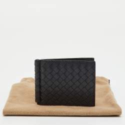Pre Owned Bottega Veneta Grey Intrecciato Leather Bill Clip Wallet