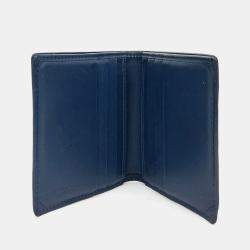 مملوكة مسبقًا Bottega Veneta Navy Blue Leather mesh bi-fold wallet