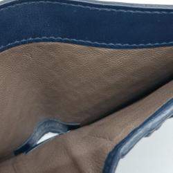 مملوكة مسبقًا Bottega Veneta Navy Blue Leather mesh bi-fold wallet