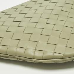 Pre Owned Bottega Veneta Virgule Travertine Intrecciato Leather Messenger Bag
