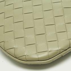 Pre Owned Bottega Veneta Virgule Travertine Intrecciato Leather Messenger Bag