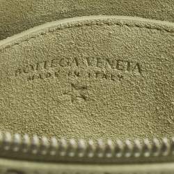 Pre Owned Bottega Veneta Virgule Travertine Intrecciato Leather Messenger Bag