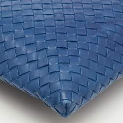 Pre Owned Bottega Veneta Blue Intrecciato Leather Messenger Bag