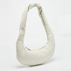 مملوكة مسبقًا Bottega Veneta Buddy Off White Intrecciation Leather Crossbody Bag