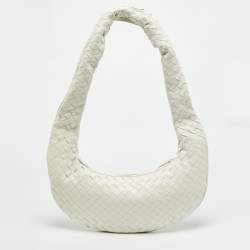 مملوكة مسبقًا Bottega Veneta Buddy Off White Intrecciation Leather Crossbody Bag