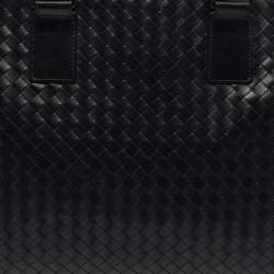 Pre Owned حقيبة عمل بوتيغا فينيتا جلد إنتريشياتو سوداء بسحاب