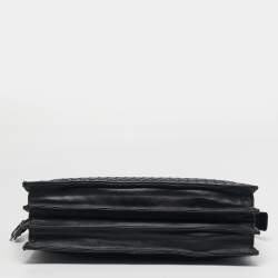 Pre Owned حقيبة عمل بوتيغا فينيتا جلد إنتريشياتو سوداء بسحاب