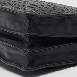 Pre Owned حقيبة عمل بوتيغا فينيتا جلد إنتريشياتو سوداء بسحاب