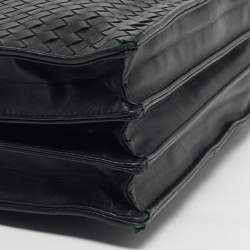 Pre Owned حقيبة عمل بوتيغا فينيتا جلد إنتريشياتو سوداء بسحاب