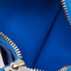 Pre Owned Bottega Veneta Blue Leather Zip Card Case