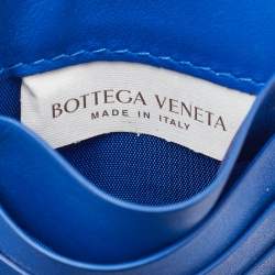 Pre Owned Bottega Veneta Blue Leather Zip Card Case