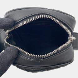 Pre Owned Bottega Veneta Intrecciato Cassette Cross Body Bag Black Calf Leather Size Mini