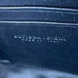 Pre Owned Bottega Veneta Intrecciato Cassette Cross Body Bag Black Calf Leather Size Mini