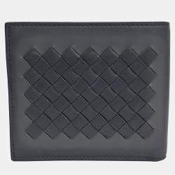 Pre Owned Bottega Veneta Leather Grey half wallet