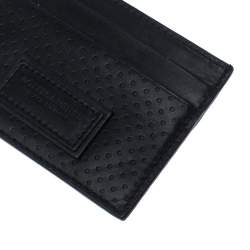 Pre Owned Bottega Veneta Black Perforated Leather Leggero Card Holder