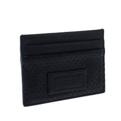 Pre Owned Bottega Veneta Black Perforated Leather Leggero Card Holder