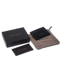 Pre Owned Bottega Veneta Black Perforated Leather Leggero Card Holder
