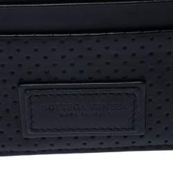 Pre Owned Bottega Veneta Black Perforated Leather Leggero Card Holder