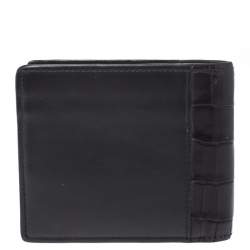 Pre Owned Bottega Veneta Dark Brown Leather and Alligator Bifold Wallet