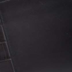 Pre Owned Bottega Veneta Dark Brown Leather and Alligator Bifold Wallet