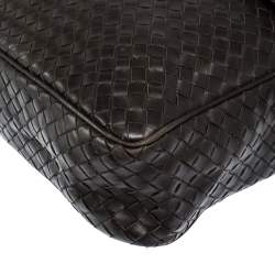 Bottega Veneta Dark Brown Intrecciato Leather Grommet Strap Messenger Bag